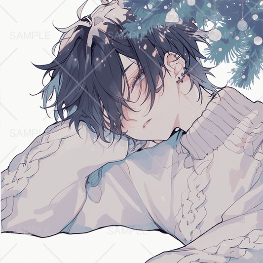 白ニットのうたたねほわほわ男の子アイコン