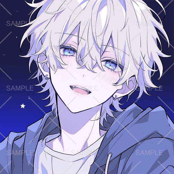 白髪ピアス&パーカー少年アイコン