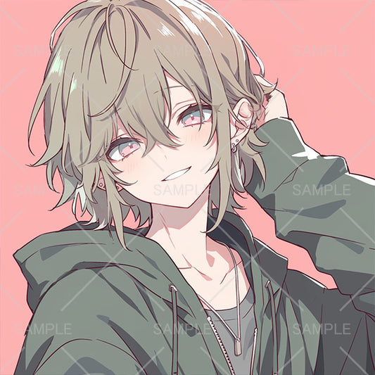 ピンク目フードの中性ちゃんアイコン