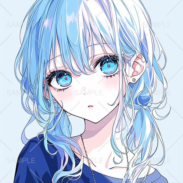 青髪ゆるゆる少女アイコン