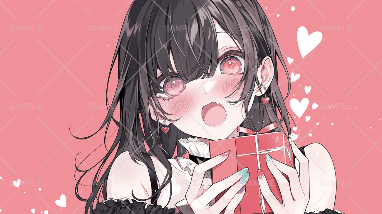 ズキュン💕プレゼントをもった女の子フリーイラスト
