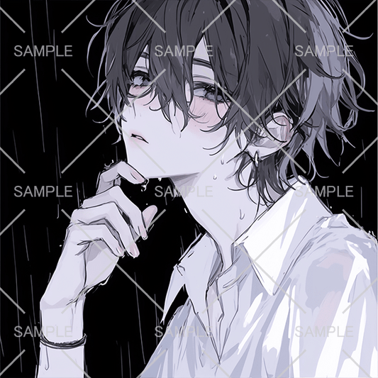 雨に濡れた黒髪かまってちゃん男子フリーアイコン