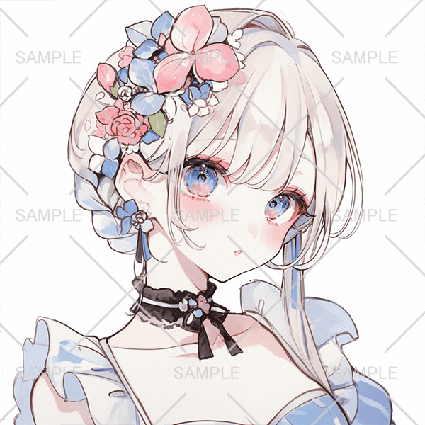 花飾りをつけたお姫様のフリーアイコン🌸