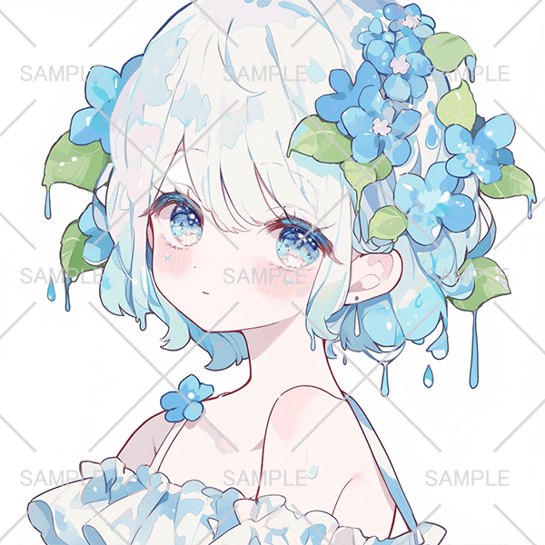 梅雨の紫陽花風の女の子フリーアイコン