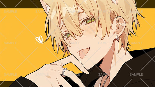 金髪猫耳おにいさんフリーイラスト