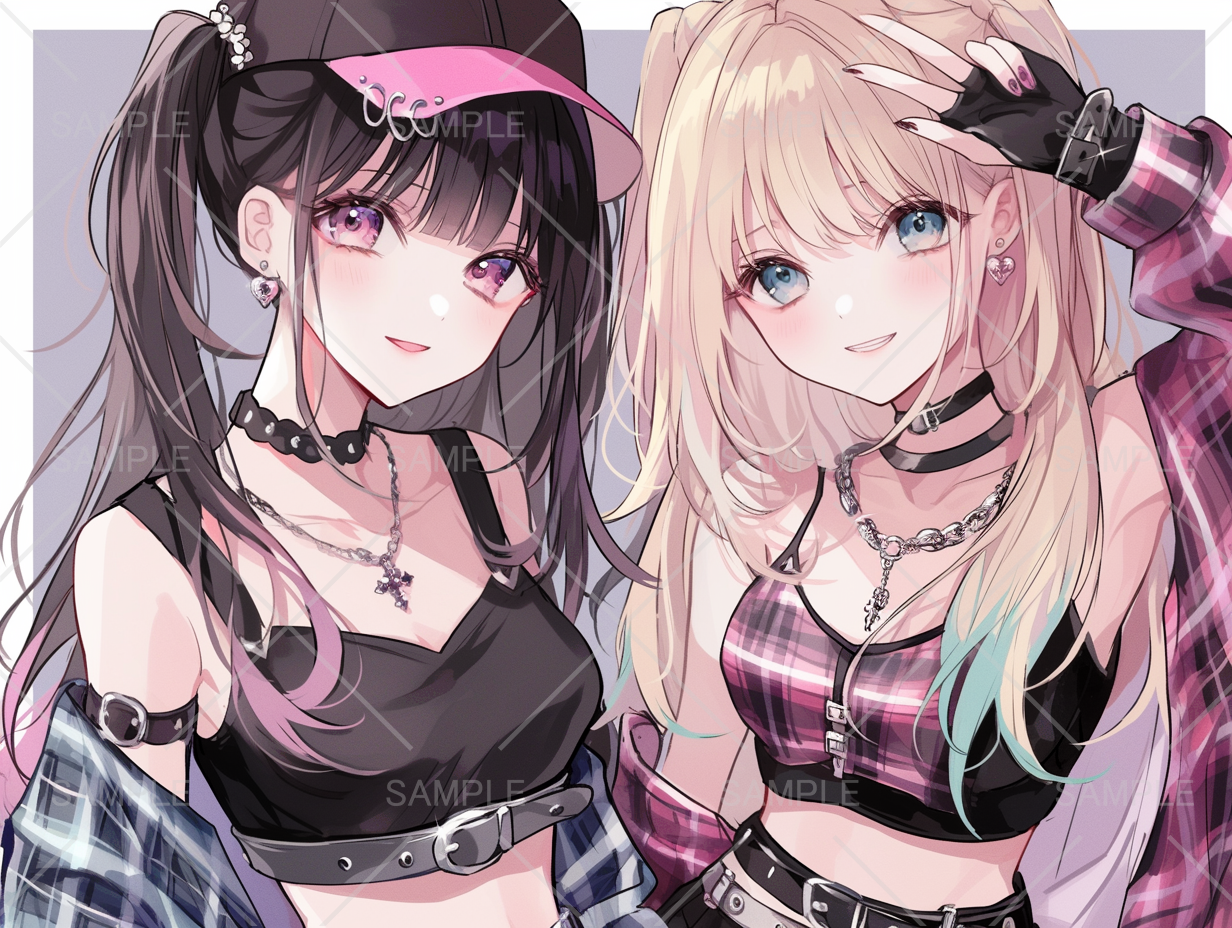 ギャル風女の子2人のペアアイコン – Unlimited -フリー素材サイト ギャル風女の子2人のペアアイコン – Unlimited -フリー素材サイト