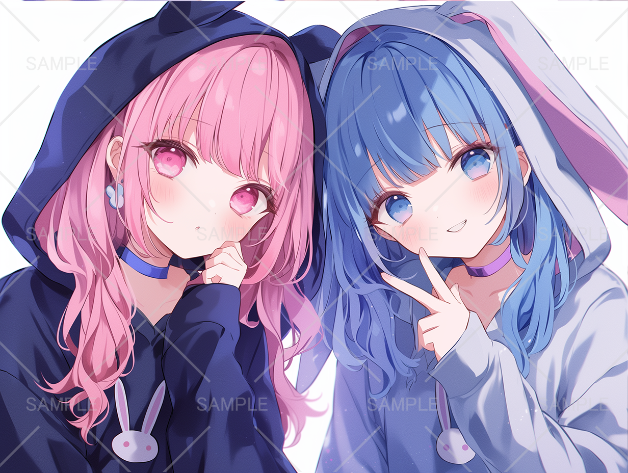 黒うさ&白うさ女の子ペアアイコン