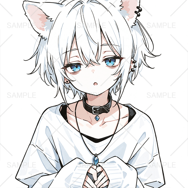 寝不足白髪ネコちゃんアイコン