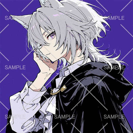 かっこいい銀髪ウルフ少年フリーアイコン