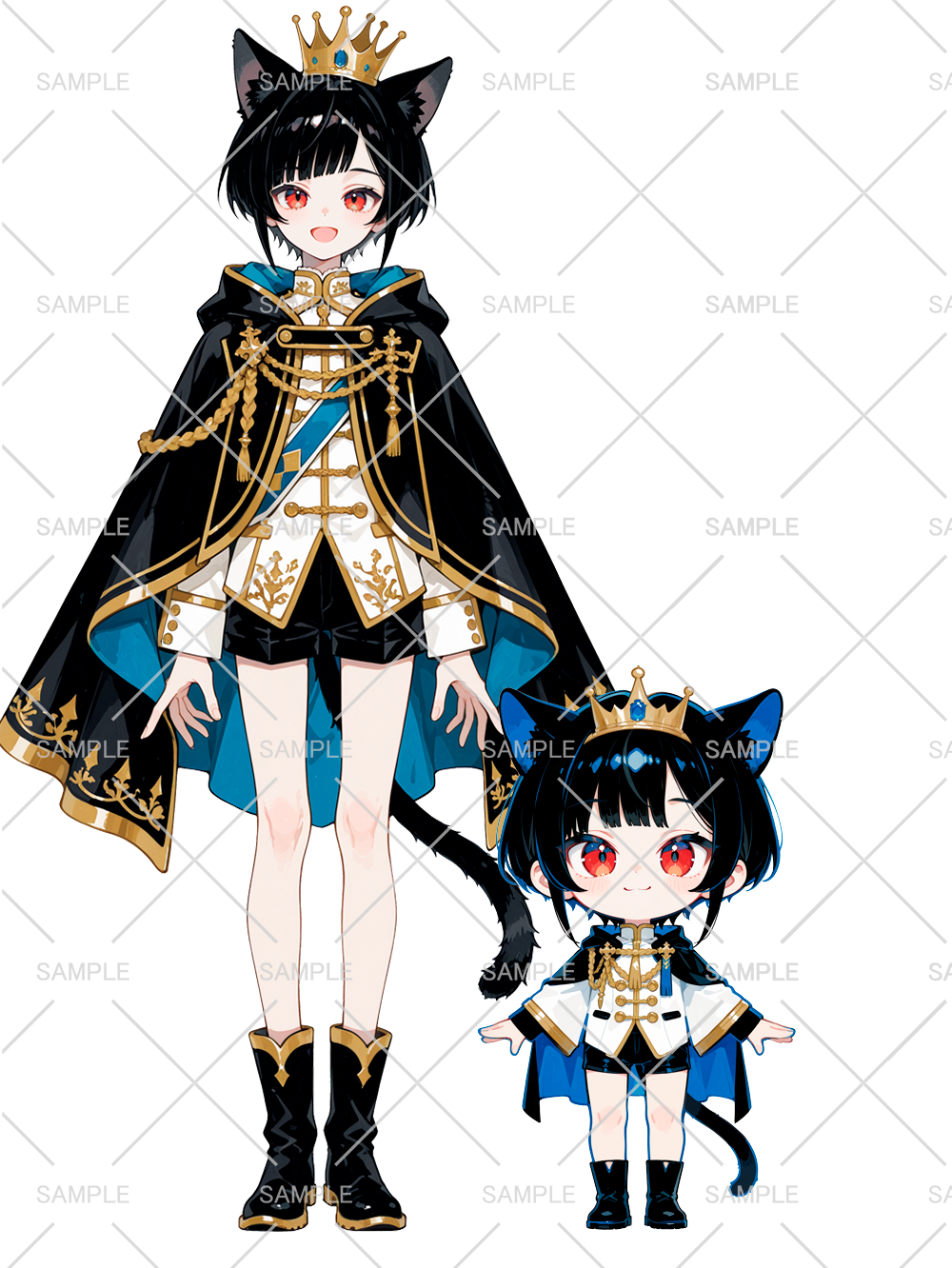 男の子 立ち絵 猫耳王子様(IRIAM動作確認済み/ちびキャラ付き)