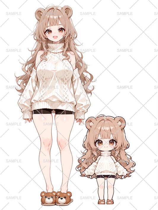 【配布終了】女の子 立ち絵 くま耳おねえさん(IRIAM動作確認済み/ちびキャラ付き)