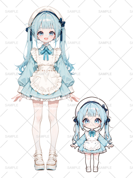 女の子 立ち絵 メイドちゃん(IRIAM動作確認済み/ちびキャラ付き)