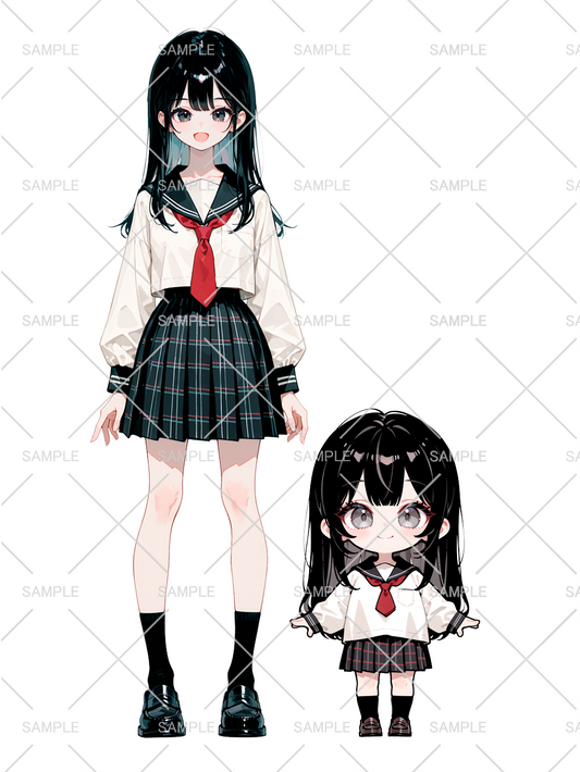 女の子 立ち絵 JKちゃん(IRIAM動作確認済み/ちびキャラ付き)