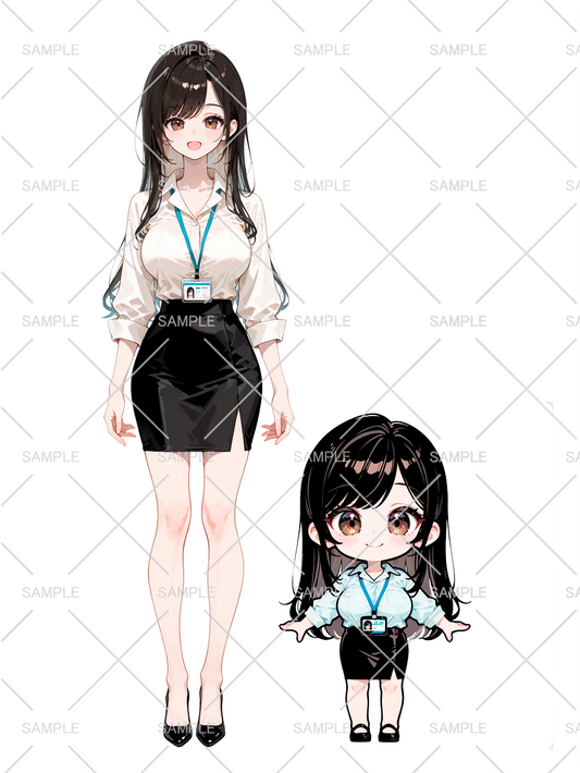 女の子 立ち絵 OLちゃん(IRIAM動作確認済み/ちびキャラ付き)