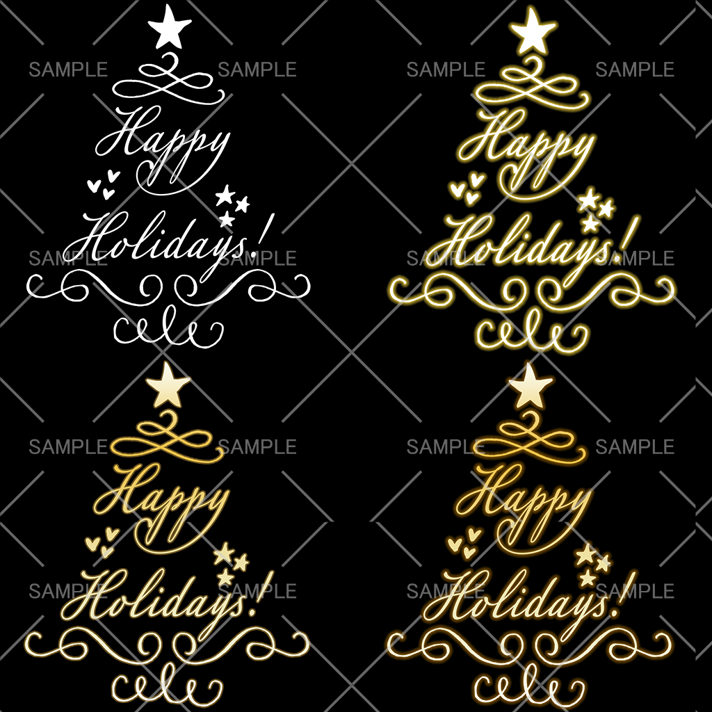 クリスマス ~Happy Holidays!~ 無料ロゴ素材 クリスマスシルエット4種類