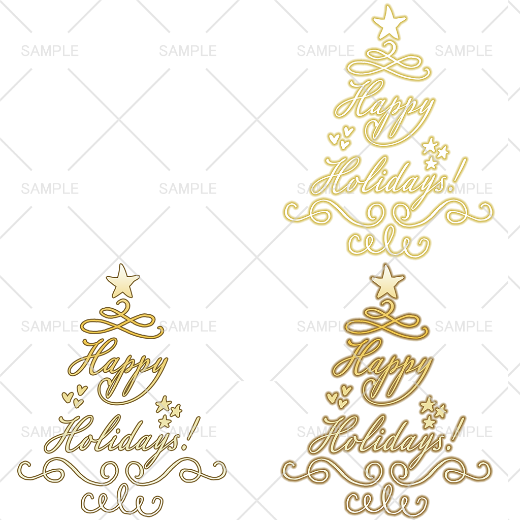 クリスマス ~Happy Holidays!~ 無料ロゴ素材 クリスマスシルエット4種類