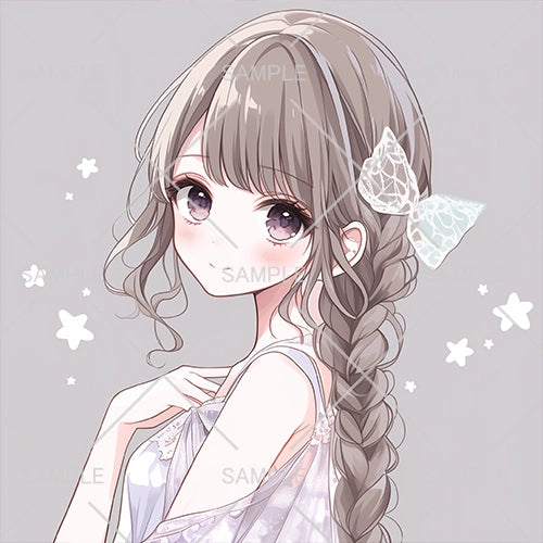 リボンと三つ編みのおしゃれな女の子フリーアイコン