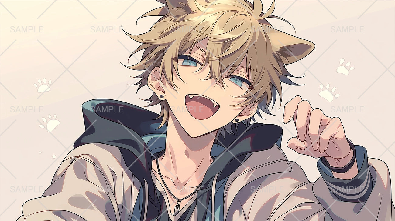 食べちゃうぞーの金髪猫耳ヤンキーイラスト