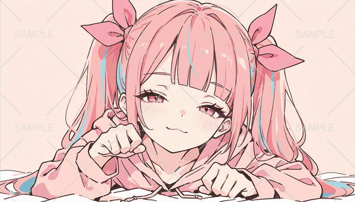 にやにやピンクツインテール少女フリーイラスト – Unlimited -フリー素材サイト