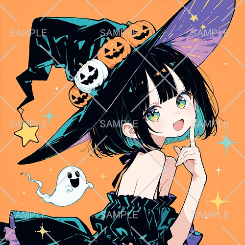かわいい魔女コスプレ女の子フリーアイコン