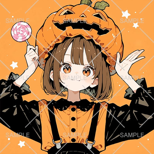 かぼちゃ帽子をかぶったハロウィン女の子フリーアイコン