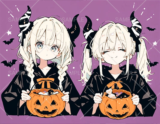 トリックオアトリート！かわいい双子の悪魔ちゃんペアアイコン