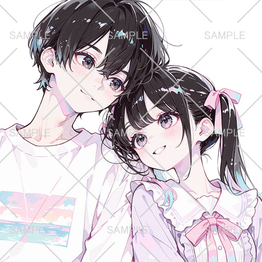 かわいい黒髪カップルアイコン