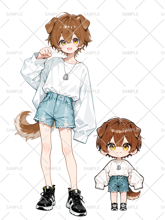 男の子 立ち絵 イヌ耳少年（IRIAM動作確認済み/ちびキャラ付き）