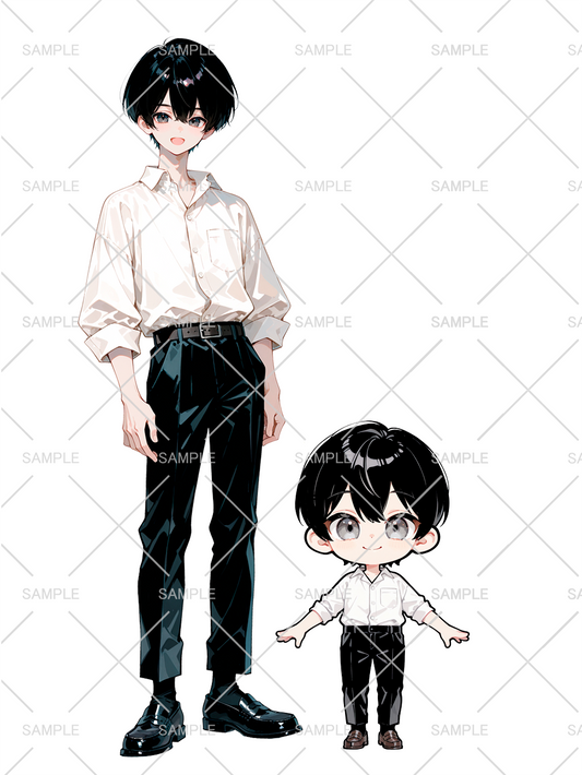 男の子 立ち絵 学生くん（IRIAM動作確認済み/ちびキャラ付き）