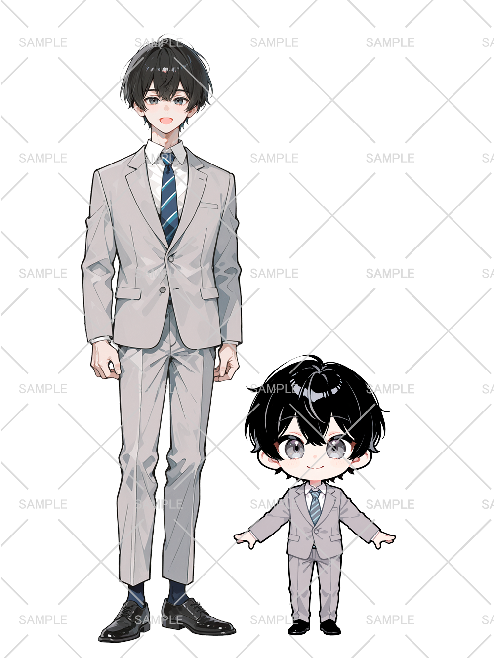 男の子 立ち絵 社畜くん（IRIAM動作確認済み/ちびキャラ付き）