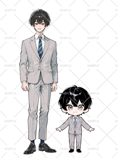 男の子 立ち絵 社畜くん（IRIAM動作確認済み/ちびキャラ付き）