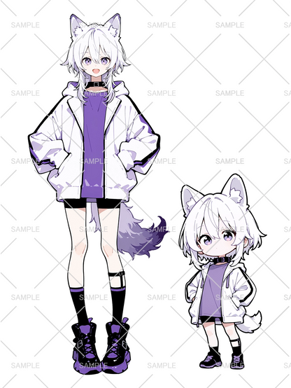 男の子 立ち絵 白ウルフくん（IRIAM動作確認済み/ちびキャラ付き）