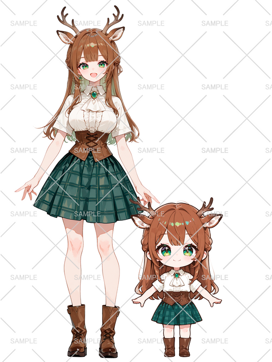 女の子 立ち絵 バンビちゃん（IRIAM動作確認済み/ちびキャラ付き）
