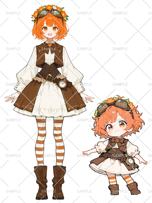 女の子 立ち絵 スチームパンクちゃん（IRIAM動作確認済み/ちびキャラ付き）