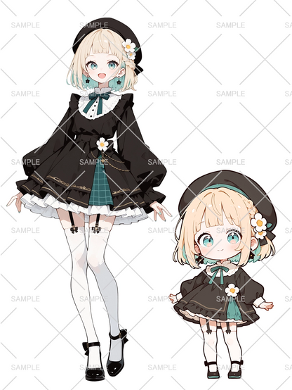 女の子 立ち絵 ボブカットちゃん（IRIAM動作確認済み/ちびキャラ付き）