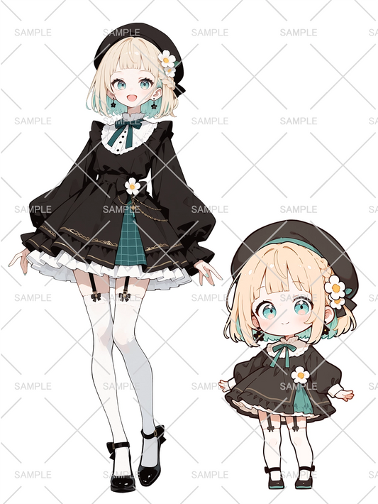 女の子 立ち絵 ボブカットちゃん（IRIAM動作確認済み/ちびキャラ付き）