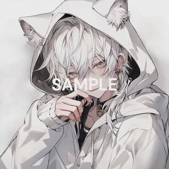 猫耳フード少年ペアアイコン – Unlimited -フリー素材サイト