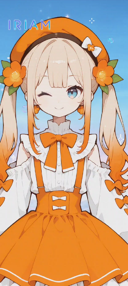 女の子 立ち絵 オレンジちゃん（IRIAM動作確認済み/ちびキャラ付き）
