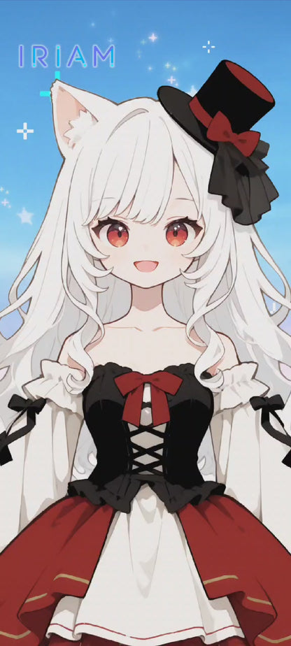 女の子 立ち絵 白猫ちゃん（IRIAM動作確認済み/ちびキャラ付き）