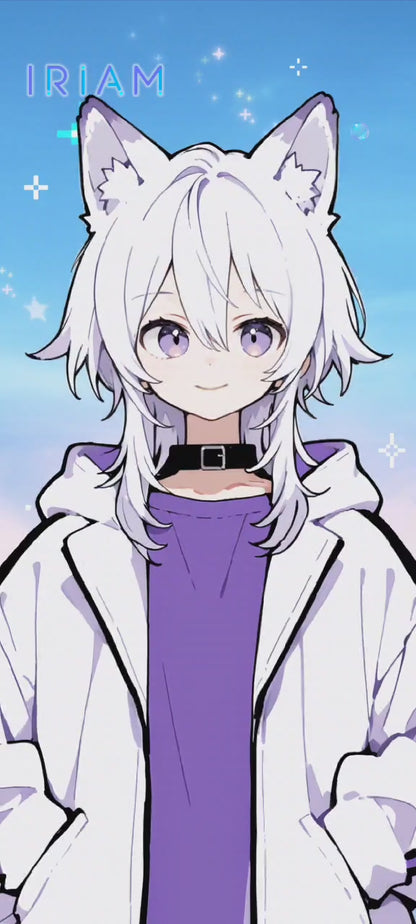 男の子 立ち絵 白ウルフくん（IRIAM動作確認済み/ちびキャラ付き）