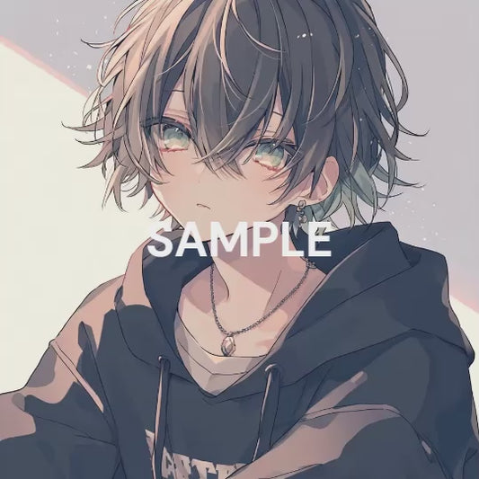【有料】茶髪黒フード中性アイコン フリー動画素材