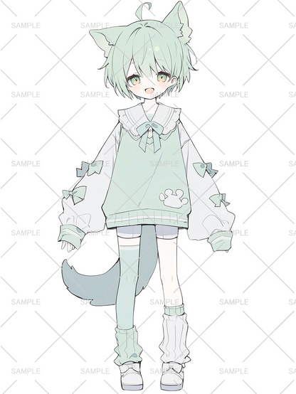 女の子 立ち絵 みどりネコちゃん（IRIAM動作確認済み）