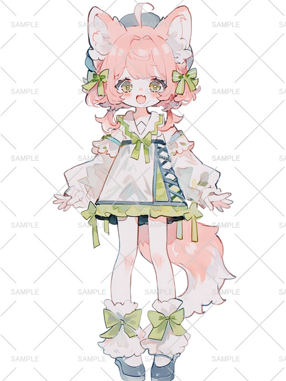 女の子 立ち絵 ピンクケモ耳ちゃん（IRIAM動作確認済み）