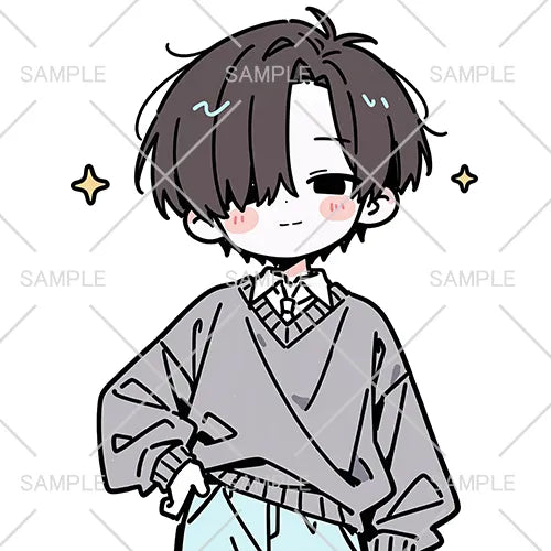 メカクレ男子のゆるいフリーアイコン