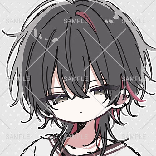 赤メッシュの黒髪ウルフヘアーのゆる男子アイコン