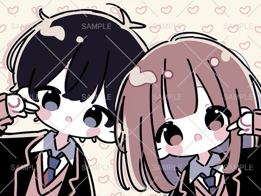 ゆる高校生カップルのペアアイコン